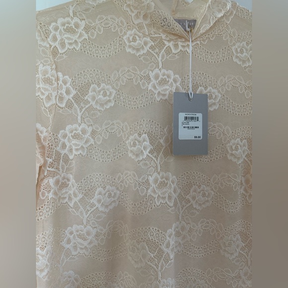 NWT Chelsea28 Sheer Lace Mock Neck Top - Picture 7 of 9